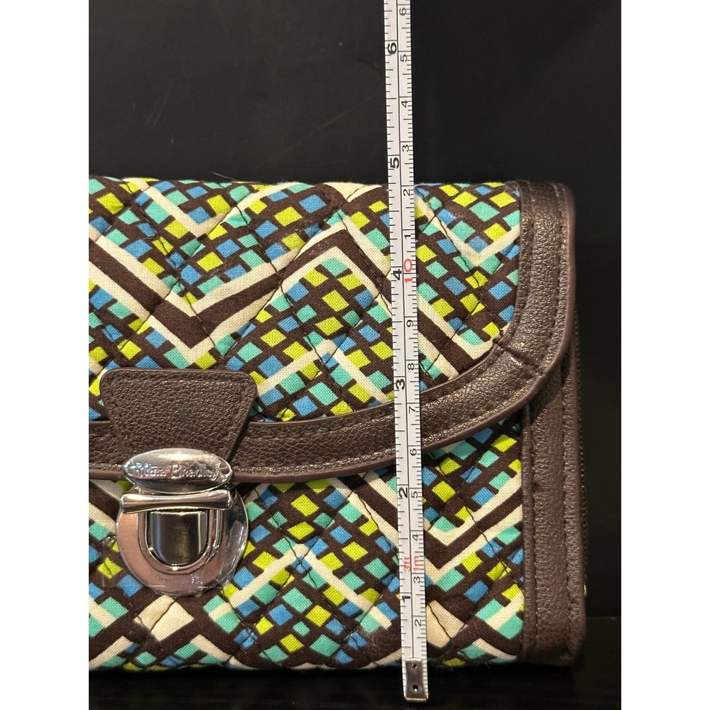 Vera Bradley All In One‎  Wallet Wristlet Geometric Quilted Brown Blue - Picture 4 of 6